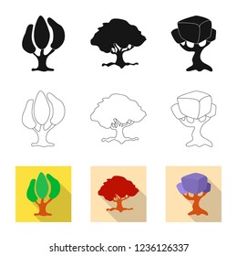 Isolated object of tree and nature sign. Collection of tree and crown stock symbol for web.