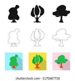 Isolated object of tree and nature symbol. Set of tree and crown vector icon for stock.