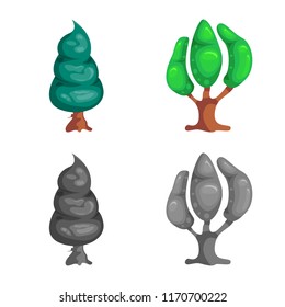 Isolated object of tree and nature symbol. Collection of tree and crown stock symbol for web.