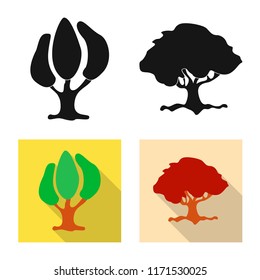 Isolated object of tree and nature symbol. Set of tree and crown vector icon for stock.
