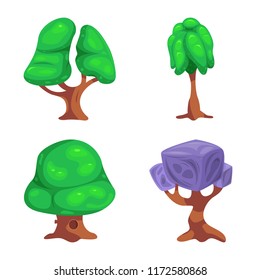 Isolated object of tree and nature symbol. Collection of tree and crown vector icon for stock.