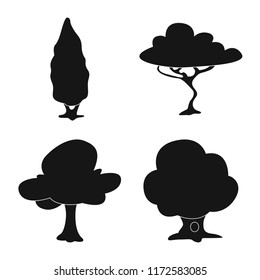 Isolated object of tree and nature symbol. Collection of tree and crown stock symbol for web.
