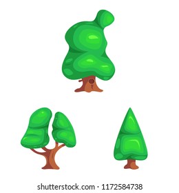 Isolated object of tree and nature symbol. Collection of tree and crown vector icon for stock.