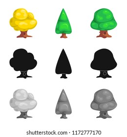 Isolated object of tree and nature symbol. Collection of tree and crown stock symbol for web.