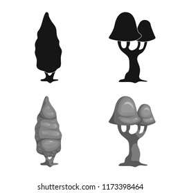 Isolated object of tree and nature symbol. Collection of tree and crown stock vector illustration.