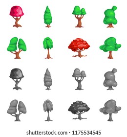 Isolated object of tree and nature symbol. Set of tree and crown stock vector illustration.