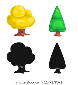 Isolated object of tree and nature symbol. Collection of tree and crown stock symbol for web.