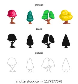 Isolated object of tree and nature symbol. Set of tree and crown stock vector illustration.