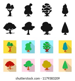 Isolated object of tree and nature symbol. Set of tree and crown vector icon for stock.