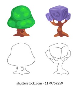 Isolated object of tree and nature symbol. Collection of tree and crown vector icon for stock.