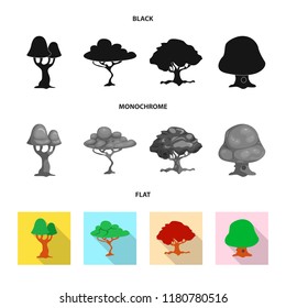 Isolated object of tree and nature symbol. Set of tree and crown vector icon for stock.