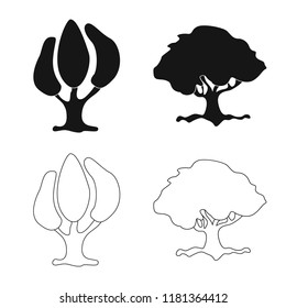 Isolated object of tree and nature symbol. Set of tree and crown vector icon for stock.