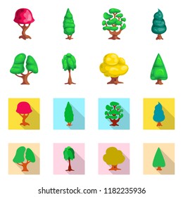 Isolated object of tree and nature symbol. Set of tree and crown stock symbol for web.
