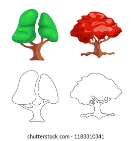 Isolated object of tree and nature symbol. Collection of tree and crown stock symbol for web.