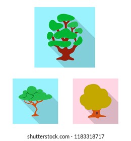 Isolated object of tree and nature symbol. Set of tree and crown stock vector illustration.