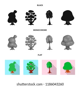 Isolated object of tree and nature symbol. Set of tree and crown vector icon for stock.
