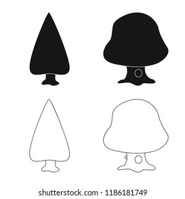 Isolated object of tree and nature symbol. Collection of tree and crown stock symbol for web.