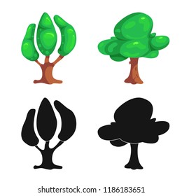 Isolated object of tree and nature symbol. Collection of tree and crown stock vector illustration.