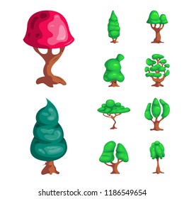 Isolated object of tree and nature symbol. Set of tree and crown stock symbol for web.