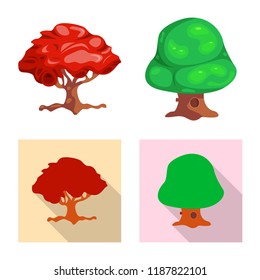Isolated object of tree and nature symbol. Collection of tree and crown vector icon for stock.