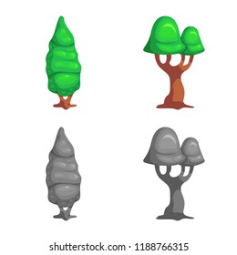 Isolated object of tree and nature symbol. Collection of tree and crown stock symbol for web.