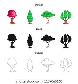 Isolated object of tree and nature symbol. Collection of tree and crown stock symbol for web.