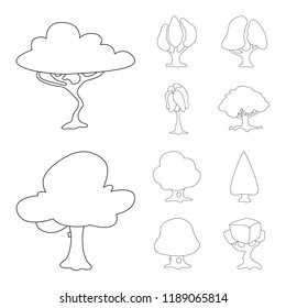 Isolated object of tree and nature symbol. Collection of tree and crown vector icon for stock.
