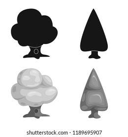 Isolated object of tree and nature symbol. Set of tree and crown vector icon for stock.