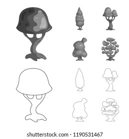Isolated object of tree and nature symbol. Collection of tree and crown stock vector illustration.
