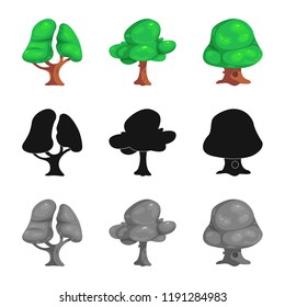 Isolated object of tree and nature symbol. Set of tree and crown stock symbol for web.