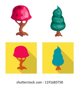 Isolated object of tree and nature symbol. Collection of tree and crown vector icon for stock.