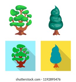 Isolated object of tree and nature symbol. Set of tree and crown stock vector illustration.