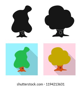 Isolated object of tree and nature symbol. Collection of tree and crown stock vector illustration.