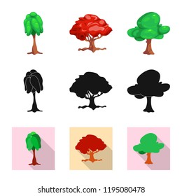 Isolated object of tree and nature symbol. Collection of tree and crown stock symbol for web.