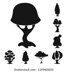 Isolated object of tree and nature symbol. Set of tree and crown vector icon for stock.
