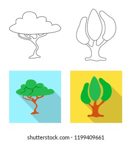 Isolated object of tree and nature symbol. Set of tree and crown vector icon for stock.