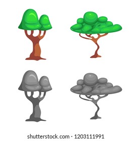 Isolated object of tree and nature symbol. Set of tree and crown stock symbol for web.