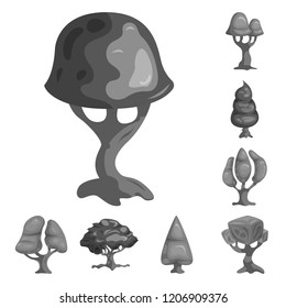 Isolated object of tree and nature symbol. Collection of tree and crown stock vector illustration.