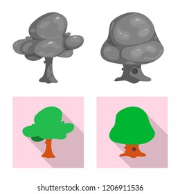 Isolated object of tree and nature symbol. Collection of tree and crown stock vector illustration.