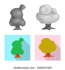 Isolated object of tree and nature symbol. Collection of tree and crown stock vector illustration.
