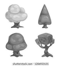 Isolated object of tree and nature symbol. Collection of tree and crown vector icon for stock.