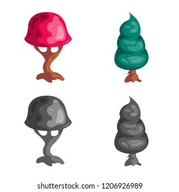Isolated object of tree and nature symbol. Set of tree and crown stock symbol for web.