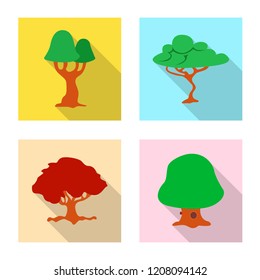 Isolated object of tree and nature symbol. Set of tree and crown stock symbol for web.