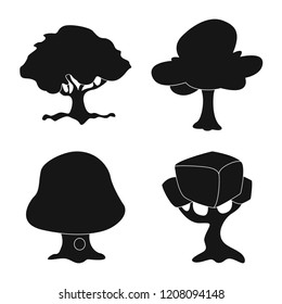Isolated object of tree and nature symbol. Collection of tree and crown stock vector illustration.