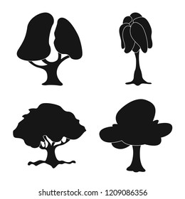 Isolated object of tree and nature symbol. Collection of tree and crown stock symbol for web.