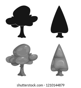 Isolated object of tree and nature symbol. Collection of tree and crown stock vector illustration.