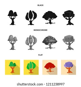Isolated object of tree and nature symbol. Set of tree and crown vector icon for stock.