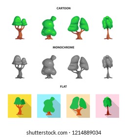 Isolated object of tree and nature symbol. Set of tree and crown stock symbol for web.