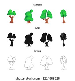Isolated object of tree and nature symbol. Collection of tree and crown stock vector illustration.