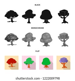 Isolated object of tree and nature symbol. Collection of tree and crown stock symbol for web.